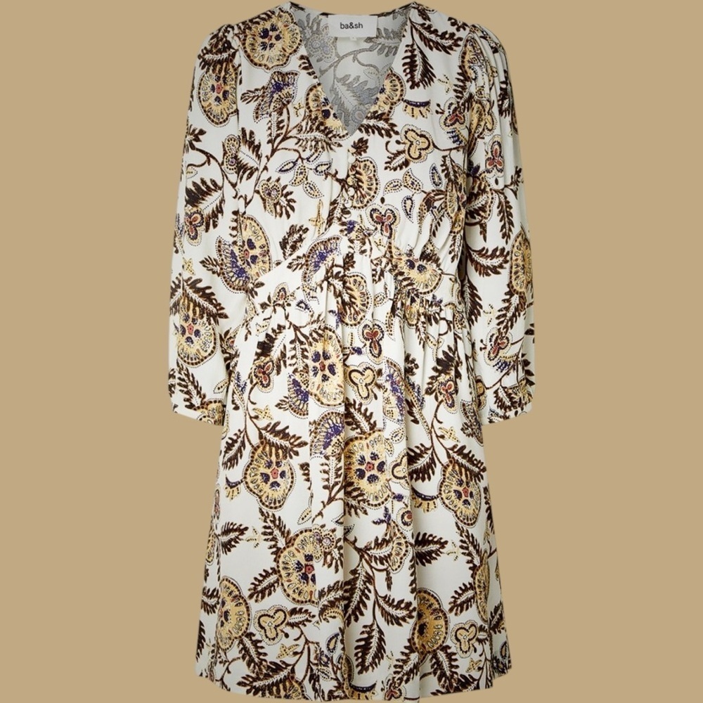 NWT Ba&sh ‘Robe Volver Lady Dress’ in “Ecru” Floral Paisley Size Small